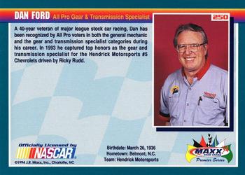 1994 Maxx Premier Series #250 Dan Ford Back