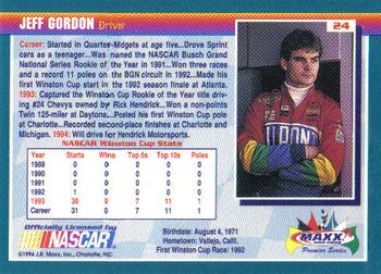 1994 Maxx Premier Series #24 Jeff Gordon Back