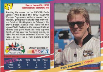 1994 Maxx Premier Plus #47 Phil Parsons Back