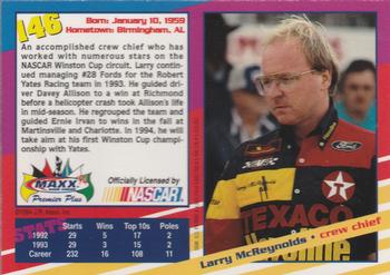 1994 Maxx Premier Plus #146 Larry McReynolds Back