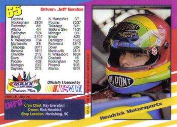 1994 Maxx Premier Plus #65 Jeff Gordon's Car Back
