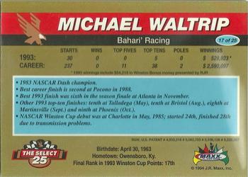 1994 Maxx - Select 25 #17 Michael Waltrip Back