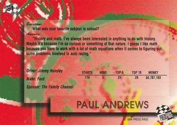 1994 Press Pass #91 Paul Andrews Back