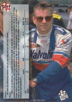 1994 Press Pass - Cup Chase #CC17 Mark Martin Back