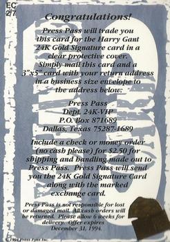 1994 Press Pass VIP - 24K Gold Redemption #EC2 Harry Gant Back