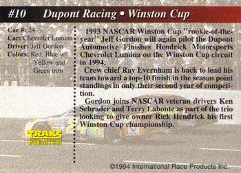 1994 Traks #10 DuPont Racing Back