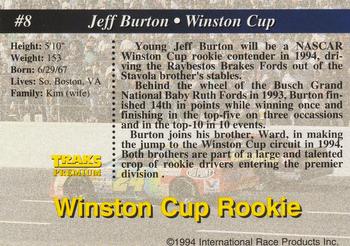 1994 Traks #8 Jeff Burton Back