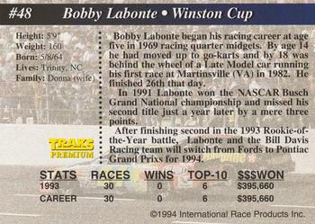 1994 Traks #48 Bobby Labonte Back