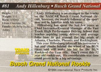 1994 Traks #81 Andy Hillenburg Back
