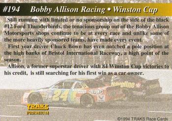 1994 Traks #194 Bobby Allison Racing Back