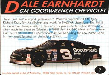 1995 Action Packed Winston Cup Preview #7 Dale Earnhardt Back
