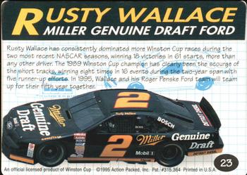 1995 Action Packed Winston Cup Preview #23 Rusty Wallace Back