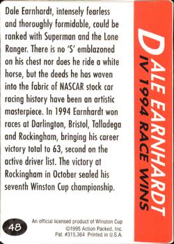 1995 Action Packed Winston Cup Preview #48 Dale Earnhardt Back
