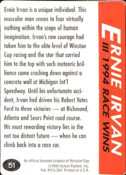 1995 Action Packed Winston Cup Preview #51 Ernie Irvan Back