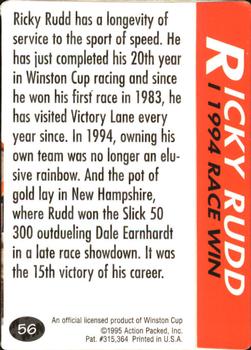 1995 Action Packed Winston Cup Preview #56 Ricky Rudd Back