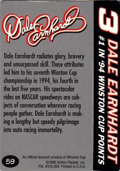 1995 Action Packed Winston Cup Preview #59 Dale Earnhardt Back