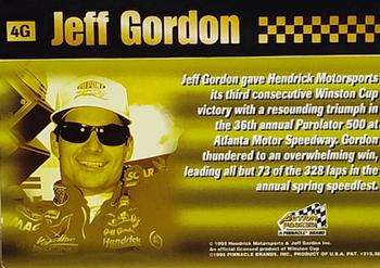 1995 Action Packed Winston Cup Stars - 24K Gold #4G Jeff Gordon Back