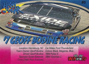 1995 Wheels High Gear #85 #7 Geoff Bodine Racing Back