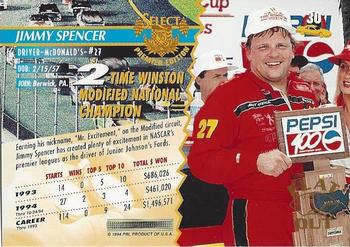 1995 Select - Flat Out #30 Jimmy Spencer Back