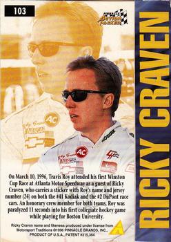 1996 Action Packed Credentials #103 Ricky Craven / Travis Roy Back