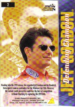 1996 Action Packed Credentials #2 Jeff Gordon Back