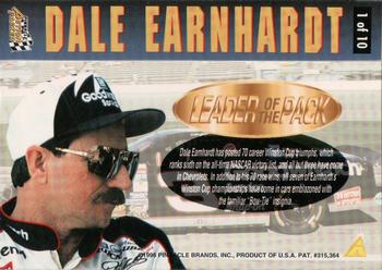 1996 Action Packed Credentials - Leaders of the Pack #1 Dale Earnhardt Back
