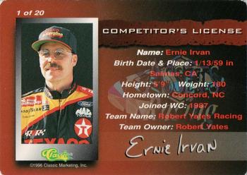 1996 Assets - Competitor's License #1 Ernie Irvan Back