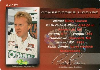 1996 Assets - Competitor's License #8 Ricky Craven Back