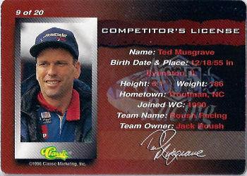 1996 Assets - Competitor's License #9 Ted Musgrave Back
