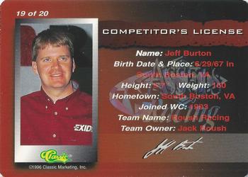 1996 Assets - Competitor's License #19 Jeff Burton Back