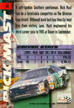 1996 Finish Line #66 Rick Mast Back
