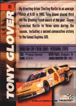 1996 Finish Line #83 Tony Glover Back