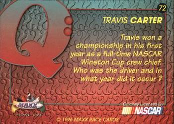 1996 Maxx #72 Travis Carter Back