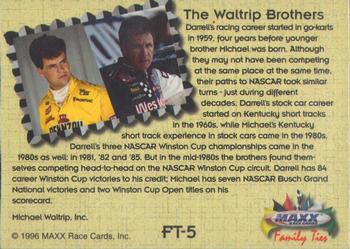 1996 Maxx - Family Ties #FT5 Michael Waltrip / Darrell Waltrip Back