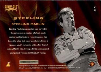 1996 Pinnacle #74 Sterling Marlin Back