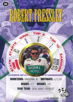 1996 Press Pass Premium #25 Robert Pressley Back