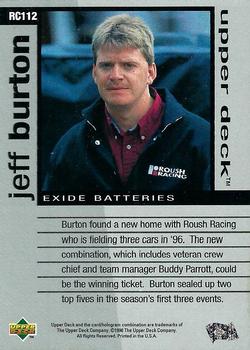 1996 Upper Deck Road to the Cup #RC112 Jeff Burton Back