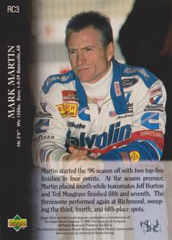 1996 Upper Deck Road to the Cup #RC3 Mark Martin Back