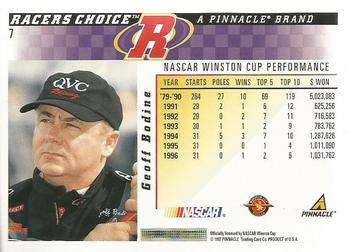 1997 Pinnacle Racer's Choice #7 Geoff Bodine Back