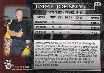 1997 Press Pass #92 Jimmy Johnson Back