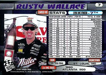 1997 Press Pass #7 Rusty Wallace Back