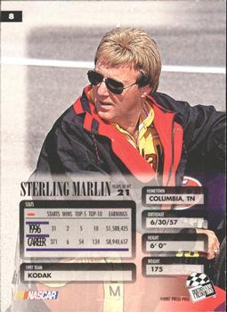 1997 Press Pass Premium #8 Sterling Marlin Back