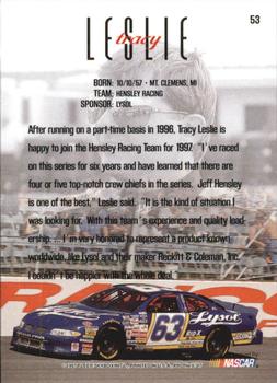 1997 SkyBox NASCAR Profile #53 Tracy Leslie Back