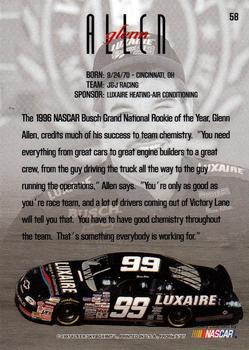 1997 SkyBox NASCAR Profile #58 Glenn Allen Jr. Back