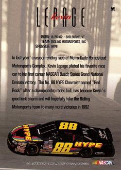 1997 SkyBox NASCAR Profile #59 Kevin Lepage Back