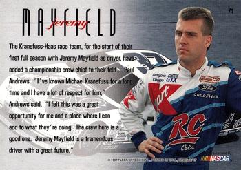 1997 SkyBox NASCAR Profile #74 Jeremy Mayfield's Car Back