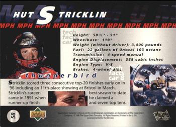 1997 Collector's Choice #58 Hut Stricklin's Car Back