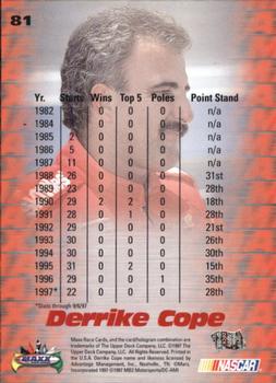 1997 Maxx #81 Derrike Cope's Car Back