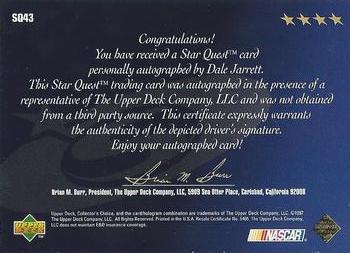 1998 Collector's Choice - Star Quest #SQ43 Dale Jarrett Back