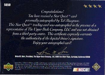 1998 Collector's Choice - Star Quest #SQ50 Ted Musgrave Back